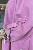 Made in Italy Cooper Needlecord Scoop Dip Back Top Indian Pink